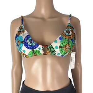 New J. Crew Bright Abstract Print Padded O Ring Bikini Top